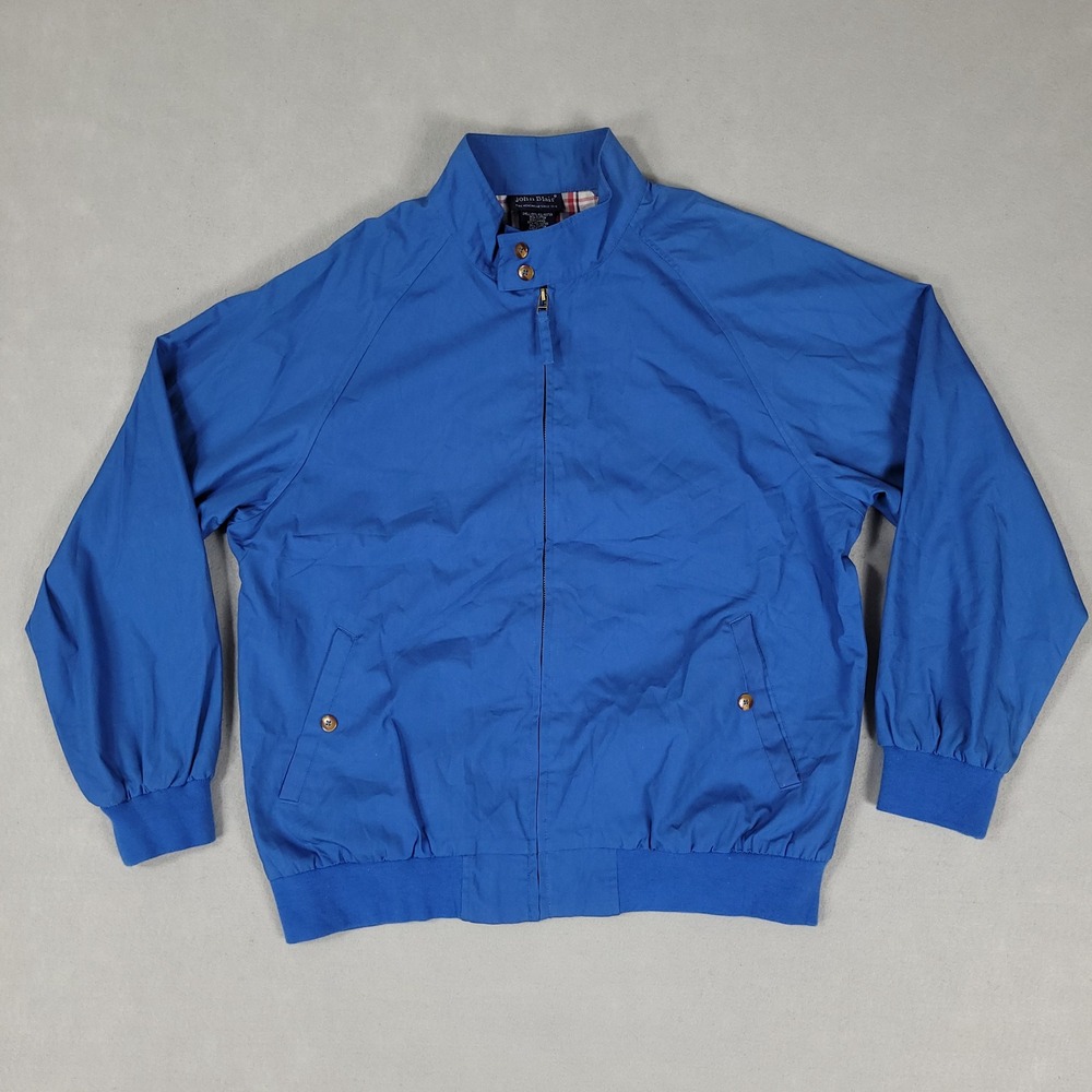 John Blair Harrington Jacket Mens Large Blue Classic Fit Poly Cotton 610967